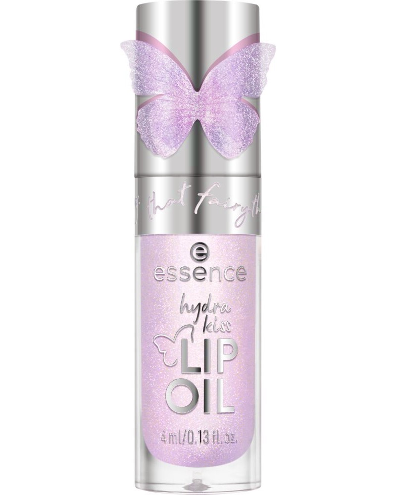 Essence That Fairything Hydra Kiss Lip Oil Essence That Fairything Hydra Kiss Lip Oil - Блестящо олио за устни с люляков оттенък и 3D пеперуда - олио