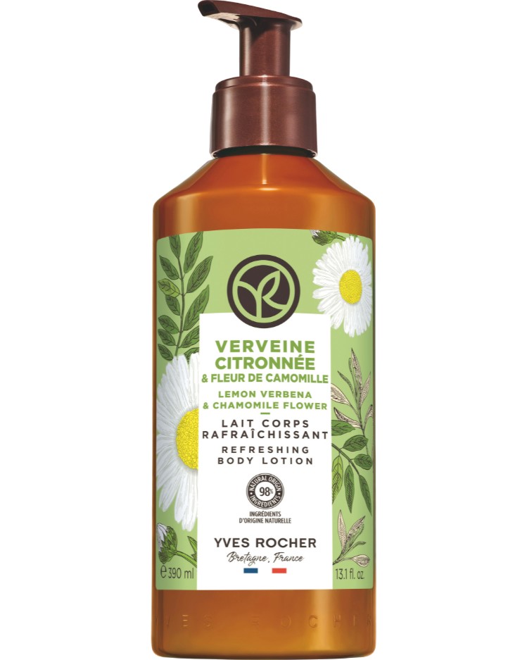 Yves Rocher Lemon Verbena & Chamomile Flower Body Lotion Yves Rocher Lemon Verbena & Chamomile Flower Body Lotion - Лосион за тяло с аромат на лимонова върбинка и лайка от серията Lemon Verbena & Chamomile Flower - лосион
