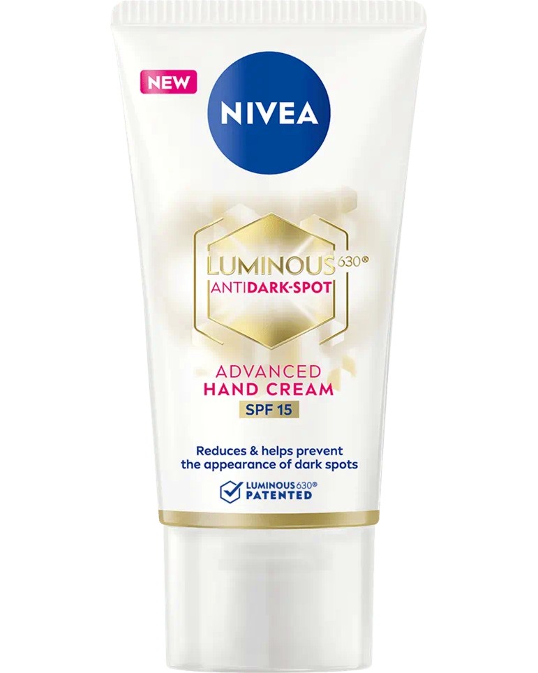 Nivea Luminous630 Advanced Hand Cream SPF 15 Nivea Luminous630 Advanced Hand Cream SPF 15 - Крем за ръце против пигменти петна от серията Luminous630 - крем
