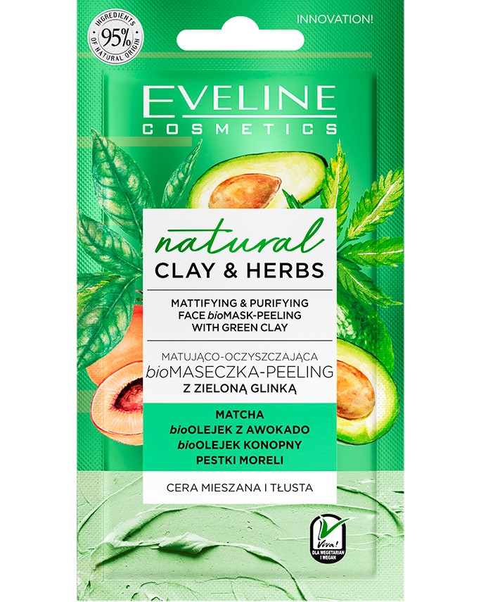 Eveline Natural Clay & Herbs Face Bio Mask-Peeling -          - 