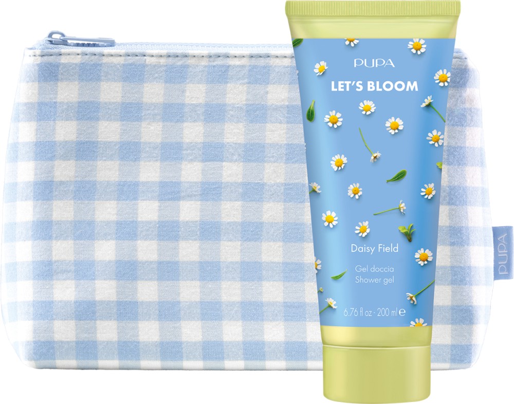 PUPA Milano Let's Bloom Daisy Field Shower Gel PUPA Milano Let's Bloom Daisy Field Shower Gel - Комплект душ гел за тяло и несесер от серията Let's Bloom - душ гел