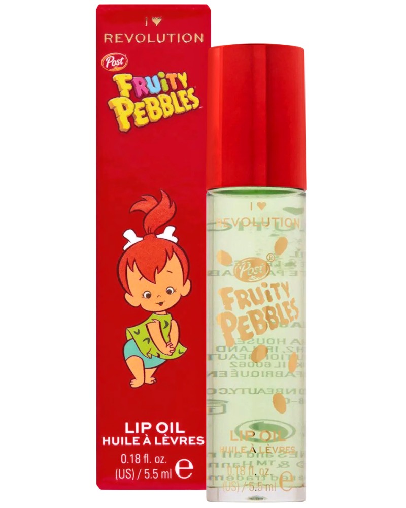I Heart Revolution X Fruity Pebbles Lip Oil I Heart Revolution X Fruity Pebbles Lip Oil - Олио за устни с аромат на лимон и лайм - олио