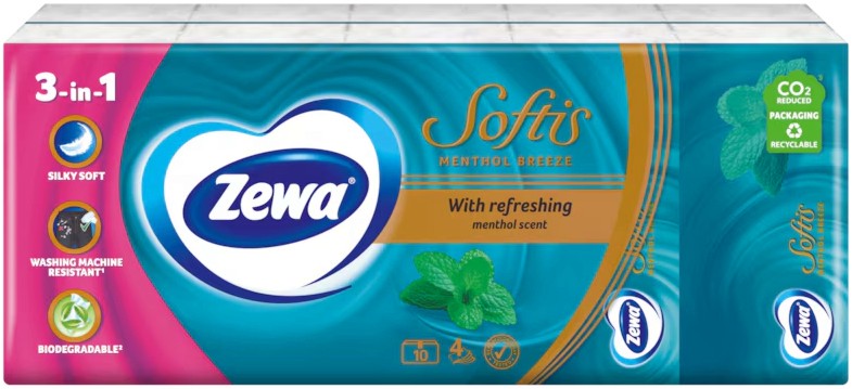 ����� �������� Zewa Softis Menthol Breeze - 10 ��������� x 9 ��������, � ������ �� ����� - �������
