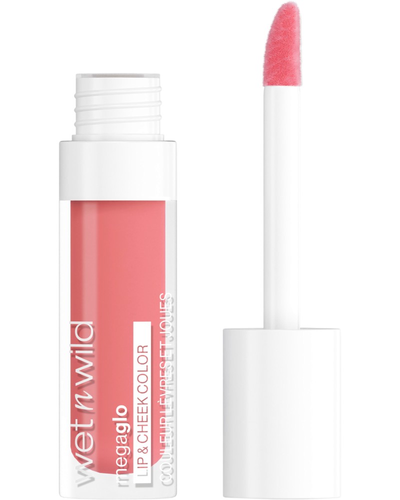 Wet'n'Wild Mega Glo Lip & Cheek Color Wet'n'Wild Mega Glo Lip & Cheek Color - Течно червило и руж 2 в 1 с мек матов завършек - продукт