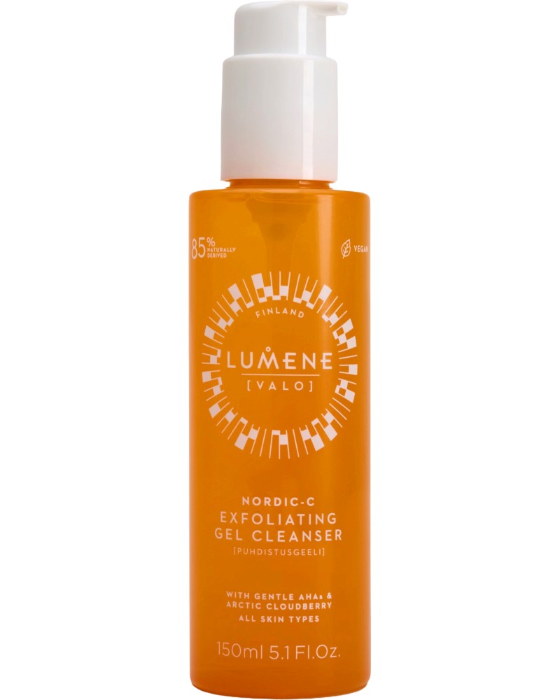 Lumene Valo Nordic-C Exfoliating Gel Cleanser Lumene Valo Nordic-C Exfoliating Gel Cleanser - Почистващ ексфолиращ гел за лице с AHA киселини и екстракт от арктическа къпина от серията Valo - гел