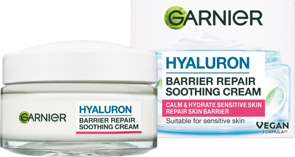 Garnier Hyaluron Barrier Repair Soothing Cream Garnier Hyaluron Barrier Repair Soothing Cream - Успокояващ крем за възстановяване на кожната бариера от серията Skin Naturals - крем