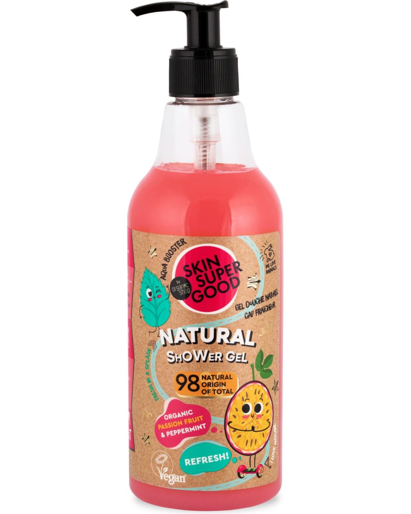 Organic Shop Skin Super Good Refresh Shower Gel Organic Shop Skin Super Good Refresh Shower Gel - Освежаващ душ гел за тяло с био екстракти от маракуя и мента - душ гел