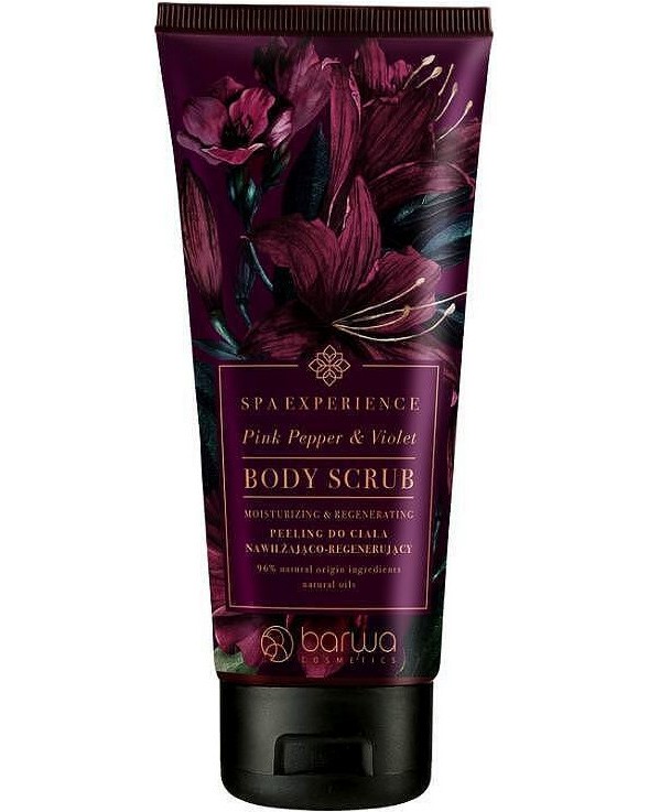 Barwa Spa Experience Pink Pepper & Violet Body Scrub Barwa Spa Experience Pink Pepper & Violet Body Scrub - Хидратиращ и регенериращ скраб за тяло с аромат на розов пипер и теменужки от серията Spa Experience - продукт