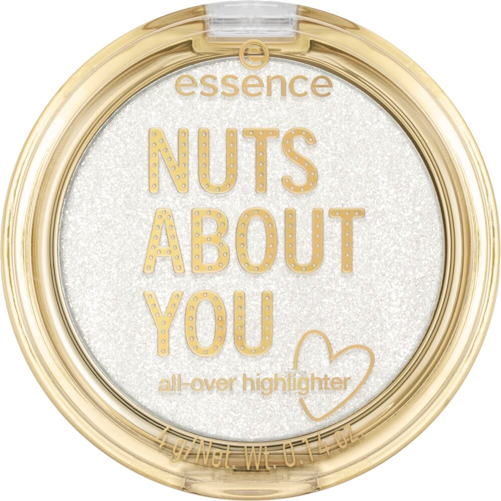 Essence Nuts About You All-Over Highlighter Essence Nuts About You All-Over Highlighter - Хайлайтър за лице и тяло със сребрист блясък от серията Nuts About You - продукт