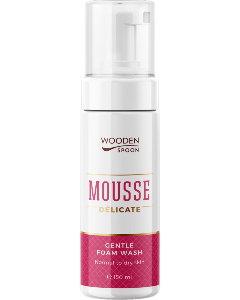 Wooden Spoon Gentle Face Mousse Wooden Spoon Gentle Face Mousse - Измивна пяна за лице с глицерин, био вода от роза и млечна киселина - пяна