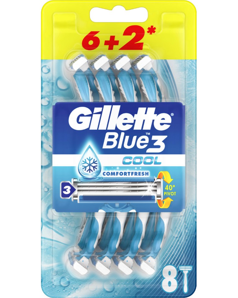 Gillette Blue 3 Plus Cool - 6 + 2     Blue 3 - 