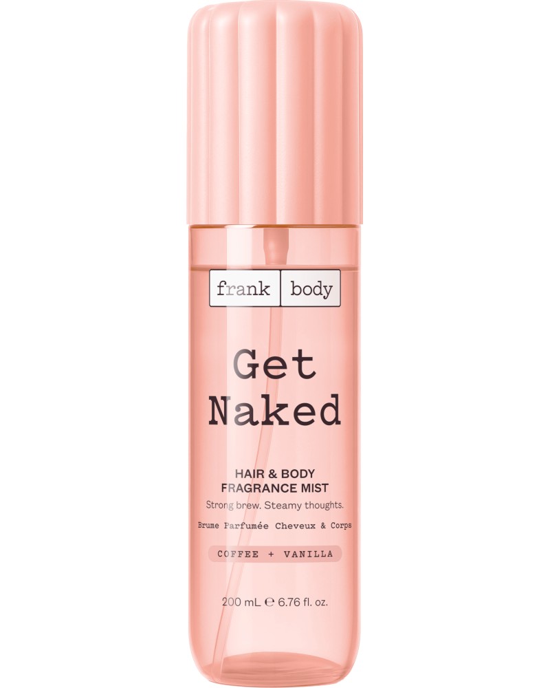 Frank Body Get Naked Hair & Body Fragrance Mist Frank Body Get Naked Hair & Body Fragrance Mist - Мист за коса и тяло с аромат на кафе и ванилия - продукт