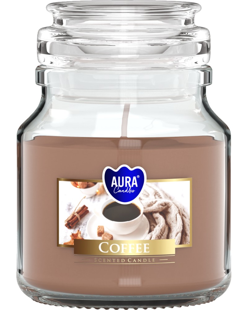 Ароматна свещ с капак Bispol Coffee Ароматна свещ с капак Bispol Coffee - 120 g, с аромат на кафе, от серията Aura - продукт