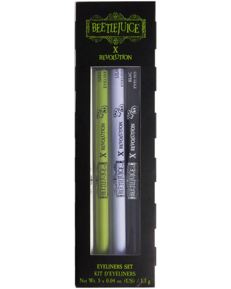 Makeup Revolution X Beetlejuice Eyeliners Set Makeup Revolution X Beetlejuice Eyeliners Set - Комплект с 5 цвята моливи за очи - продукт