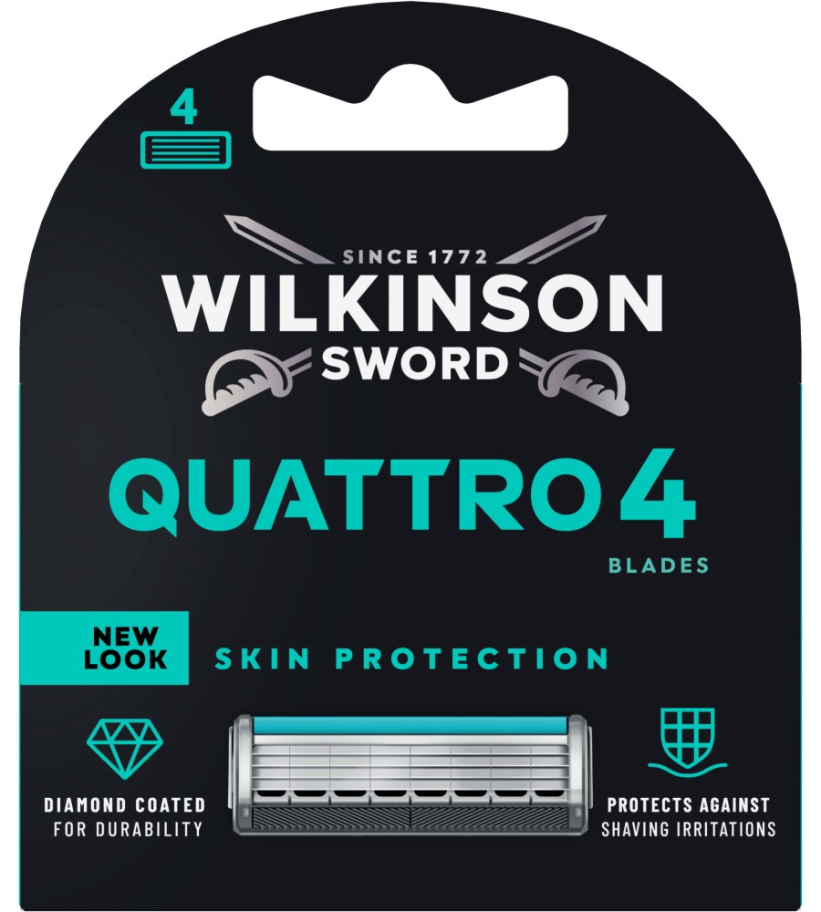 Wilkinson Sword Quattro 4 Wilkinson Sword Quattro 4 - 4 броя резервни ножчета за самобръсначка - продукт