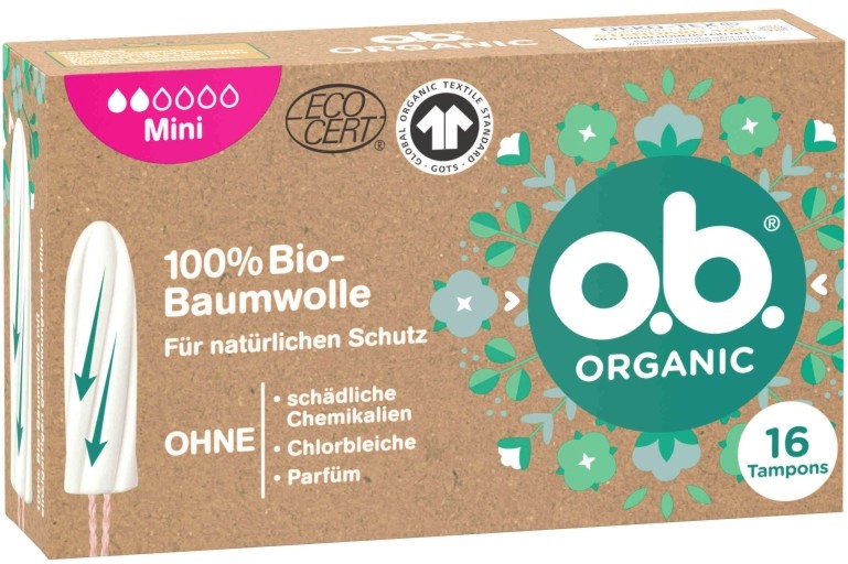 o.b. 100% Organic Mini Tampons - 16 ���� ������ ������� �� ��������� ����� - �������