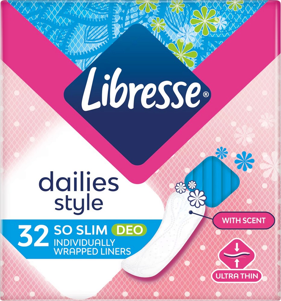 Libresse Dailies Style So Slim Deo Libresse Dailies Style So Slim Deo - 32 броя ароматизирани ежедневни превръзки - дамски превръзки
