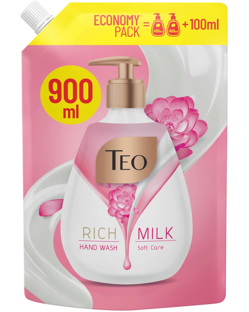 Teo Rich Milk Soft Care Teo Rich Milk Soft Care - Пълнител за течен сапун с аромат на камелия от серията Rich Milk - сапун
