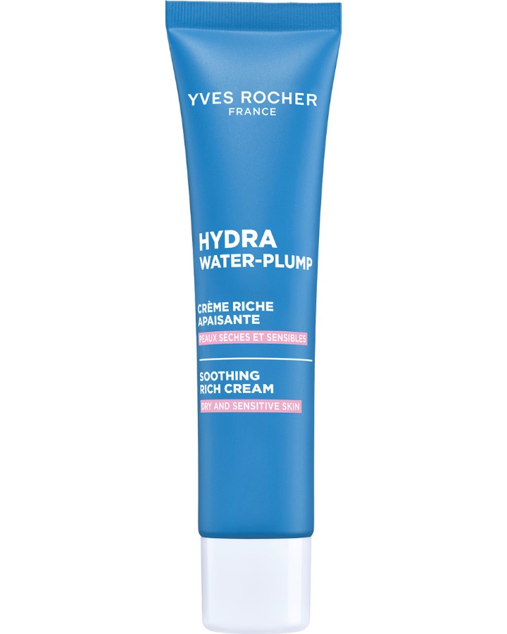 Yves Rocher Hydra Water-Plump Soothing Rich Cream Yves Rocher Hydra Water-Plump Soothing Rich Cream - Успокояващ богат крем за суха и чувствителна кожа от серията Hydra Water-Plump - продукт