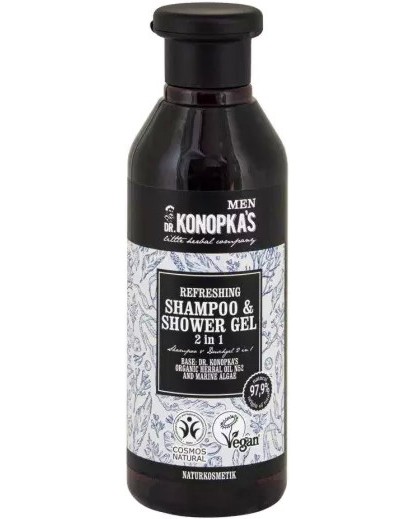 Dr. Konopka's Refreshing Shampoo & Shower Gel 2 in 1 Dr. Konopka's Refreshing Shampoo & Shower Gel 2 in 1 - Мъжки шампоан и душ гел 2 в 1 - продукт