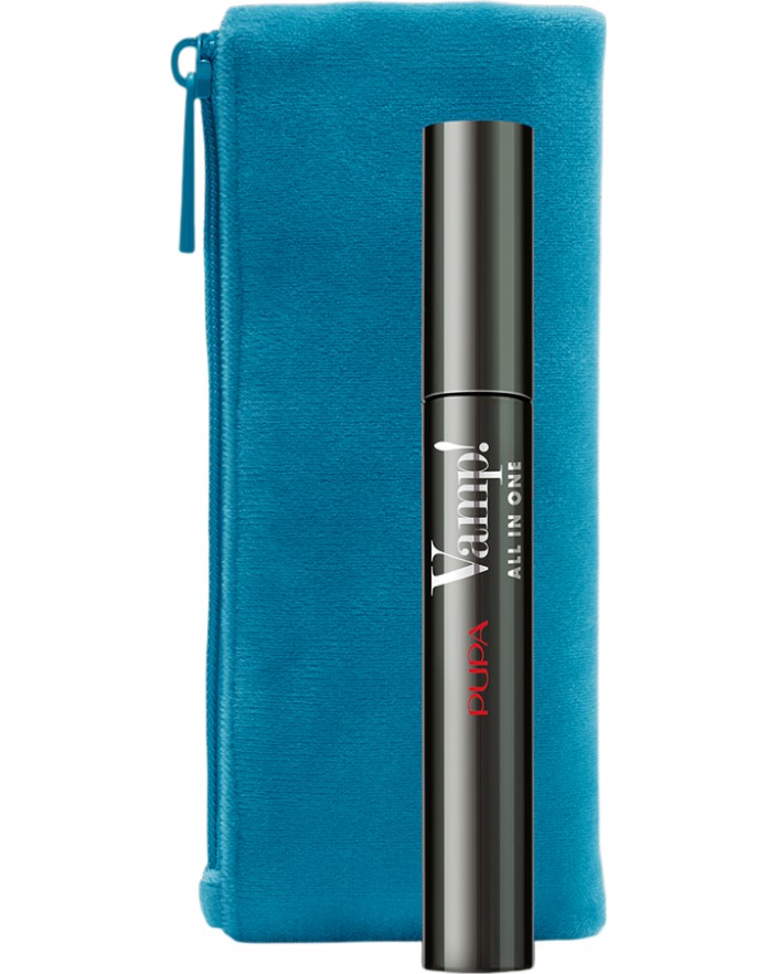 PUPA Milano Vamp! All In One Mascara Gold Edition Kit PUPA Milano Vamp! All In One Mascara Gold Edition Kit - Комплект спирала за обемни, извити и дълги мигли с несесер - спирала