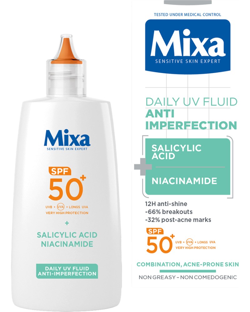Mixa Anti-Imperfection Daily UV Fluid SPF 50+ -            - 
