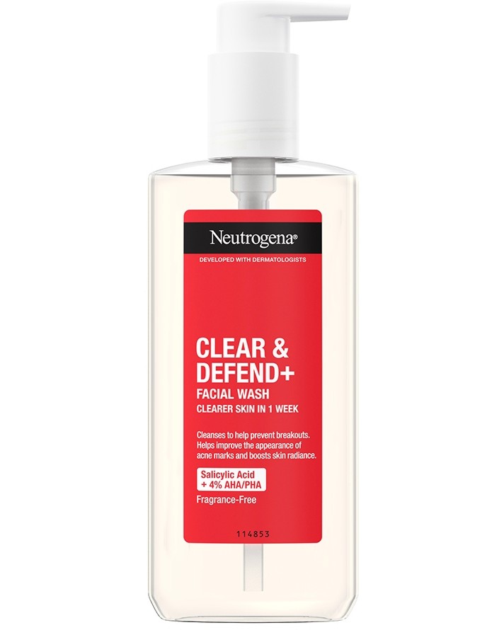Neutrogena Clear & Defend+ Facial Wash -      AHA, BHA  PHA  - 