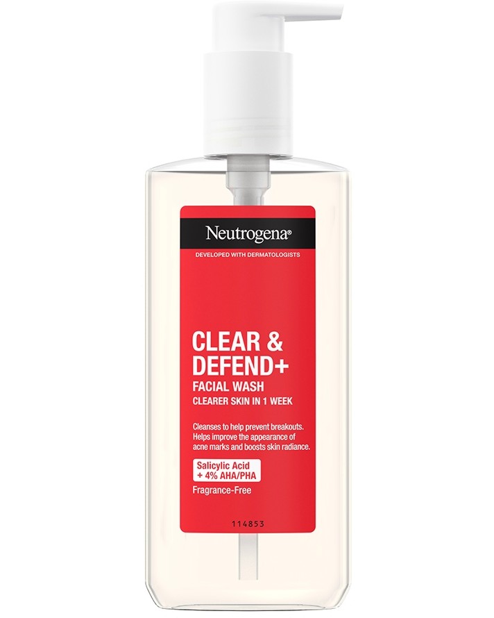 Neutrogena Clear & Defend+ Facial Wash -      AHA, BHA  PHA    Clear & Defend+ - 