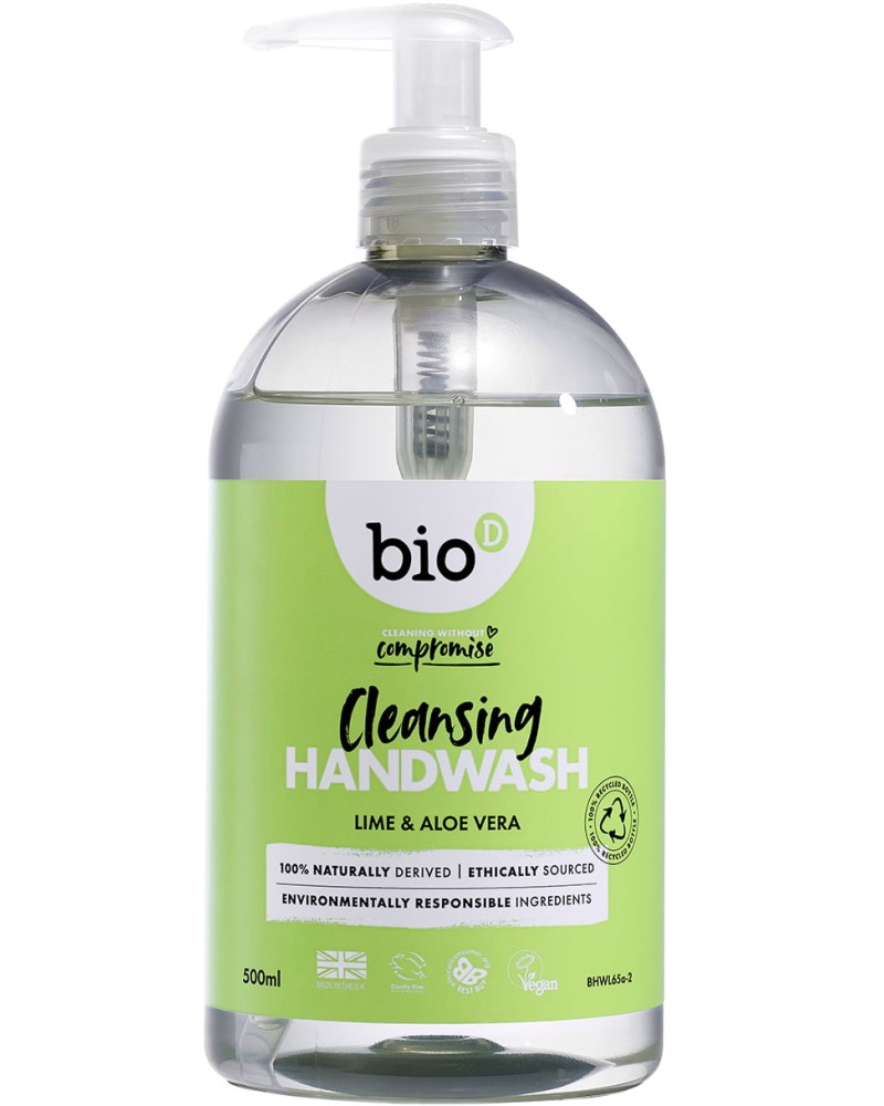 Течен сапун Bio-D Течен сапун Bio-D - 500 ml, с аромат на лайм и алое вера - сапун