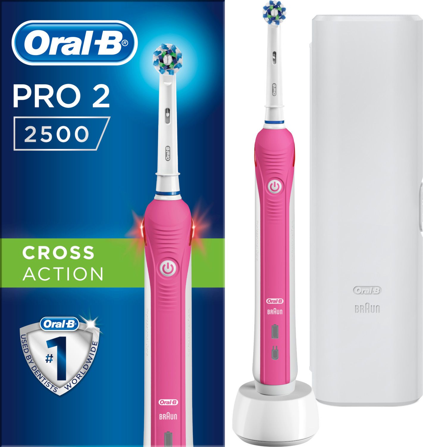 нападение загриженост функция Електрическа четка за зъби - Oral-B Braun Pro 2 2500 - Pink - store.bg