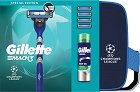 Подаръчен комплект с несесер Gillette Mach 3 Champions League - Самобръсначка, резервни ножчета и гел за бръснене - продукт