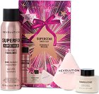 Makeup Revolution Superstar Bake & Set Gift Set - Фиксиращ спрей за грим, пудра и пухче за нанасяне на пудра - продукт
