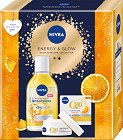Подаръчен комплект Nivea Energy & Glow - Дневен крем за лице и >мицеларна вода - продукт