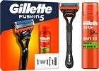 Подаръчен комплект за мъже Gillette Fusion 5 - Самобръсначка и гел за бръснене от серията Fusion - продукт