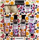 Подаръчен комплект IDC Institute Organic - Душ гел, лосион за тяло, пяна за вана, скраб за тяло, соли за вана и гъба за баня - продукт