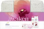 Подаръчен комплект с несесер Dove Awaken - Душ гел, дезодорант, крем сапун и скраб за тяло - продукт