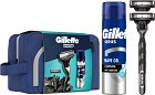 Подаръчен комплект с несесер Gillette Mach 3 Charcoal - Самобръсначка, резервни ножчета и гел за бръснене - продукт