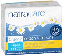 Natracare Cotton Tampons Super - Дамски тампони от био памук без апликатор - 10 и 20 броя - тампони