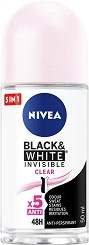 Nivea Black & White Invisible Clear Anti-Perspirant Roll-On - Дамски ролон против изпотяване от серията Black & White Invisible - ролон