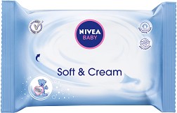 Nivea Baby Soft & Cream Wipes - 20 и 63 броя, бебешки мокри кърпички от серията Nivea Baby - мокри кърпички