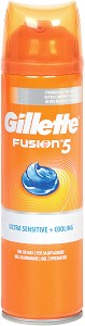 Gillette Fusion 5 Ultra Sensitive + Cooling Shave Gel -         Fusion - 