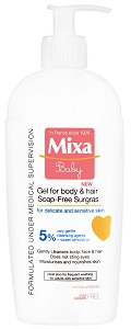 Mixa Baby Gel for Body & Hair - Измиващ гел за коса и тяло без сапун от серията Mixa Baby - душ гел
