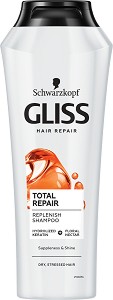 Gliss Total Repair Shampoo - Възстановяващ шампоан за суха и стресирана коса от серията "Total Repair" - шампоан