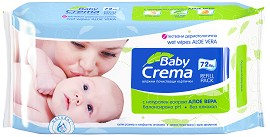 Бебешки мокри кърпички Baby Crema - 15 и 72 броя, с алое вера - мокри кърпички