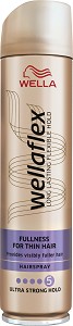 Wellaflex Fullness for Thin Hair Ultra Strong Hold Hairspray - Лак за тънка коса за плътност с ултра силна фиксация - лак