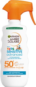 Garnier Ambre Solaire Kids Sensitive Advanced SPF 50+ - Слънцезащитен спрей за деца от серията Ambre Solaire - продукт