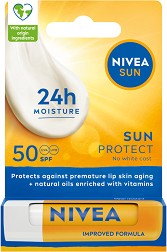 Nivea Sun Caring Lip Balm SPF 30 - Слънцезащитен балсам за устни от серията Sun - балсам