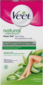 Veet Natural Inspirations Easy-Gel Wax Strips Legs & Body -           12  - 