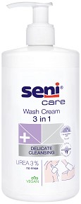 Seni Care 3 in 1 Wash Cream - Почистващ крем без изплакване с урея - крем