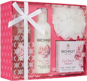 Bronnley Pink Peony & Rhubarb Indulgence Set -         "Pink Peony & Rhubarb" - 